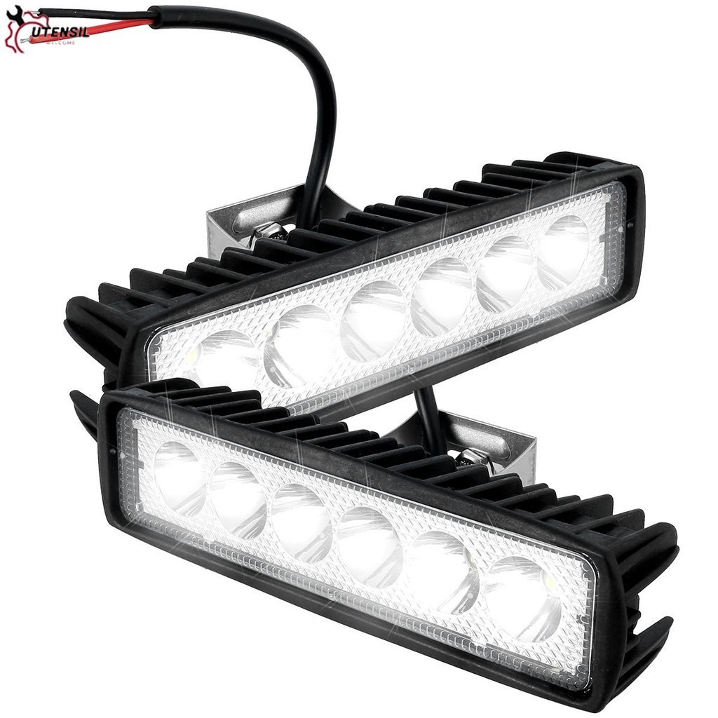 [2/4 ชิ้น] แท่งไฟ LED สำหรับรถยนต์12V 18W 6000K ไฟส่องสว่างสุดสว่าง IP67จุดกันน้ำได้จุดน้ำท่วมทางวิบากสีขาวหลอดไฟหน้าไฟขับรถ