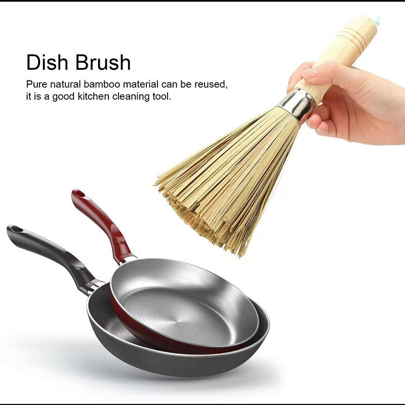 ZJ HOME【ลดล้างสต๊อก】แปรงล้างจานไม้ไผ่ ด้ามยาว แปรงล้างจาน หม้อ แปรงหม้อ เครื่องมือ