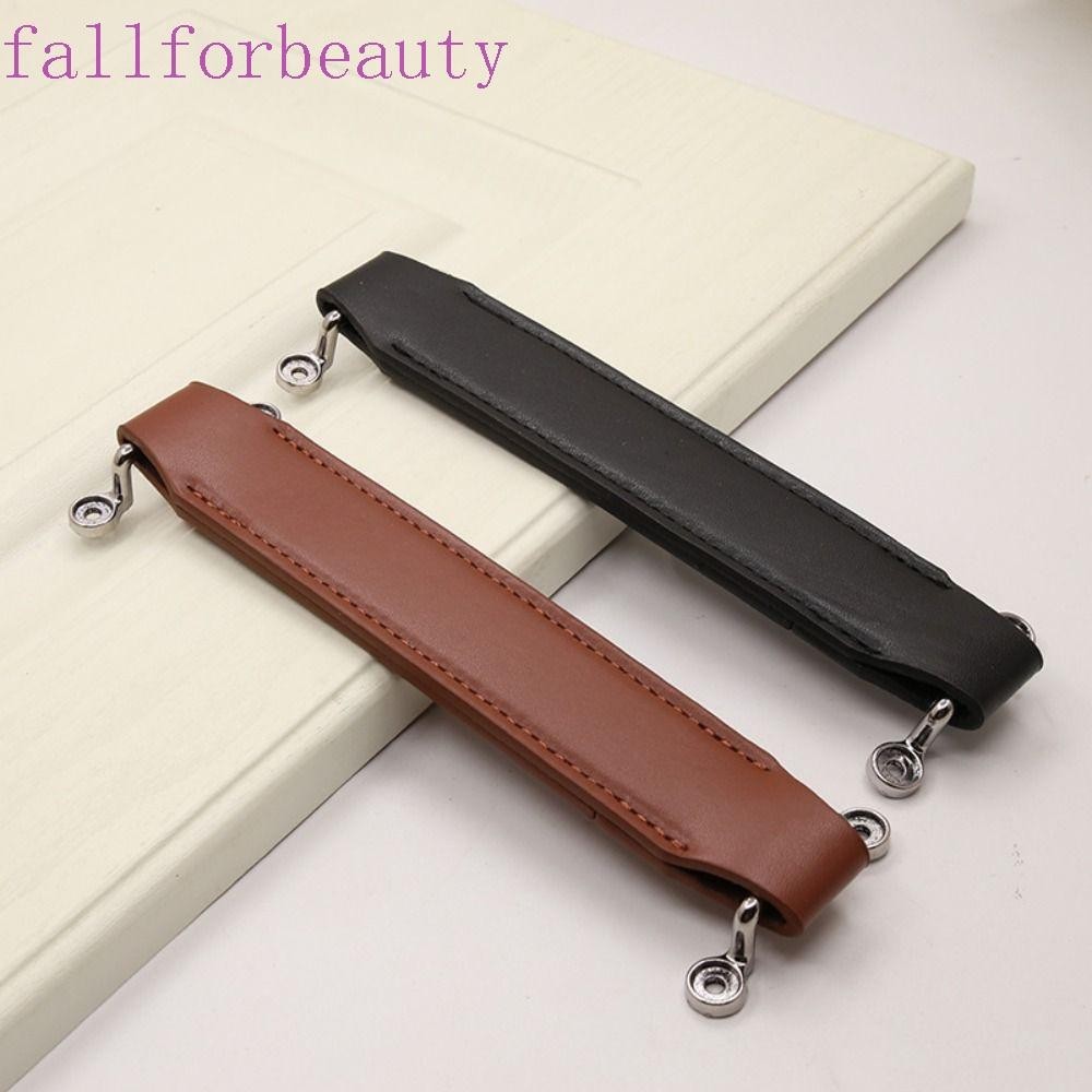 Fallforbeauty มือจับดึงสตูล มือจับหนังสีดํานุ่ม Nordic PU สีน้ําตาลพร้อมสกรู ดึงตู้เฟอร์นิเจอร์