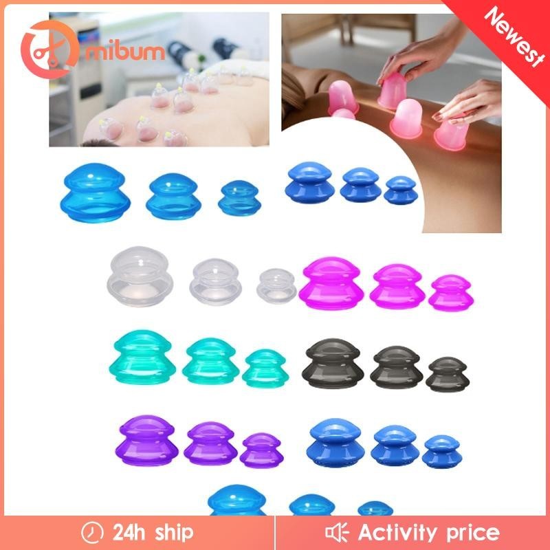 [Mibum] 3x ซิลิโคน Cupping ชุด Professional สูญญากาศ Cupping ดูดถ้วยนวดสําหรับกล้ามเนื้อผ่อนคลายแขนเนื้อเยื่อลึกกระเพาะอาหารกลับ