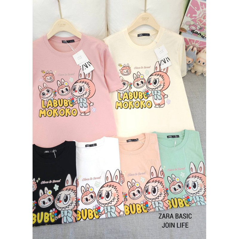 zara เสื้อยืดผ้าฝ้าย พร้อมส่ง เสื้อยืดแฟชั่น ป้ายZARA อก42 ยาว26 ผ้ายืด ผ้าคอลตอล คอกลม แขนสั้น งานสกรีนลายน่ารักๆ