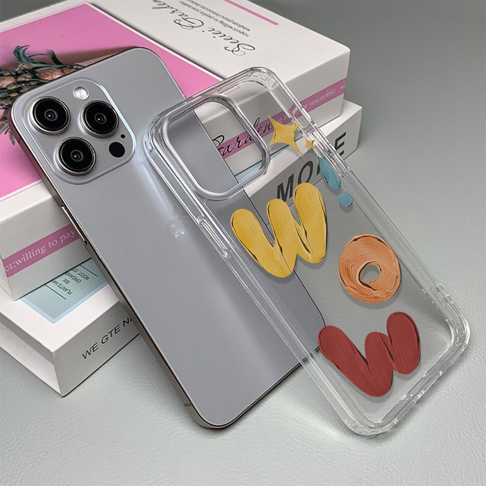 Soft TPU SpaceเคสใสสําหรับIphone 11 15promax 14 13 12 7 8 Plus X XR XSMaxภาพวาดสีน้ํามันตัวอักษรกันกระแทก