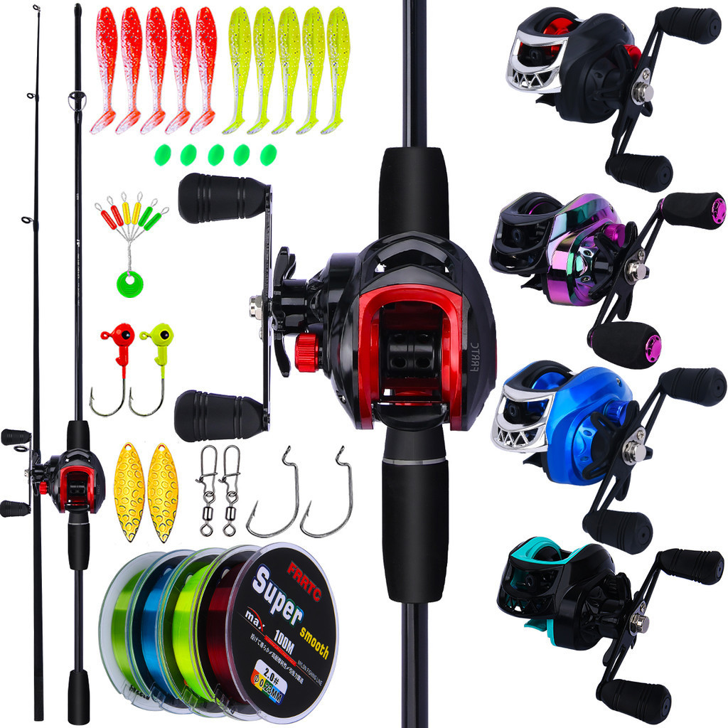 1.6 M/1.8 M 2 ส่วนคันเบ็ดคาร์บอนหล่อ 18 + 1BB Baitcasting ตกปลา Reel ชุด Fihsing Line Lure สําหรับน้ําจืด/น้ําเกลือ Joran Pancing