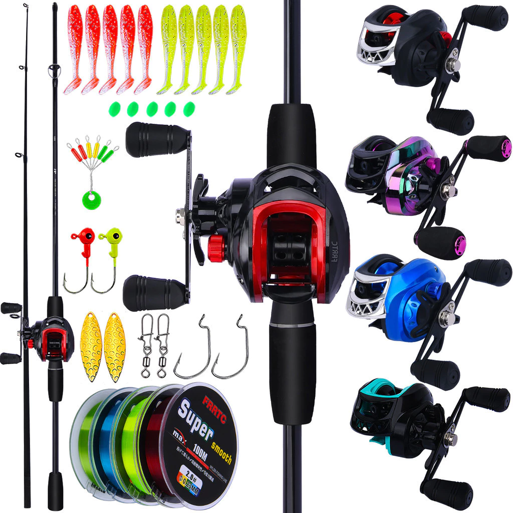 1.6 M/1.8 M 2 ส่วนคันเบ็ดคาร์บอนหล่อ 18 + 1BB Baitcasting ตกปลา Reel ชุด Fihsing Line Lure สําหรับน้ําจืด/น้ําเกลือ Joran Pancing