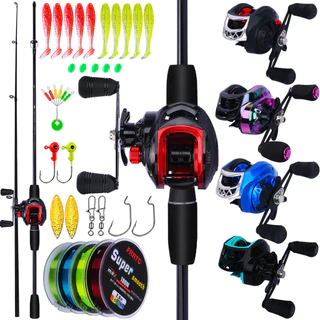 1.6 M/1.8 M 2 ส่วนคันเบ็ดคาร์บอนหล่อ 18 + 1BB Baitcasting ตกปลา Reel ชุด Fihsing Line Lure สําหรับน้ําจืด/น้ําเกลือ Joran Pancing