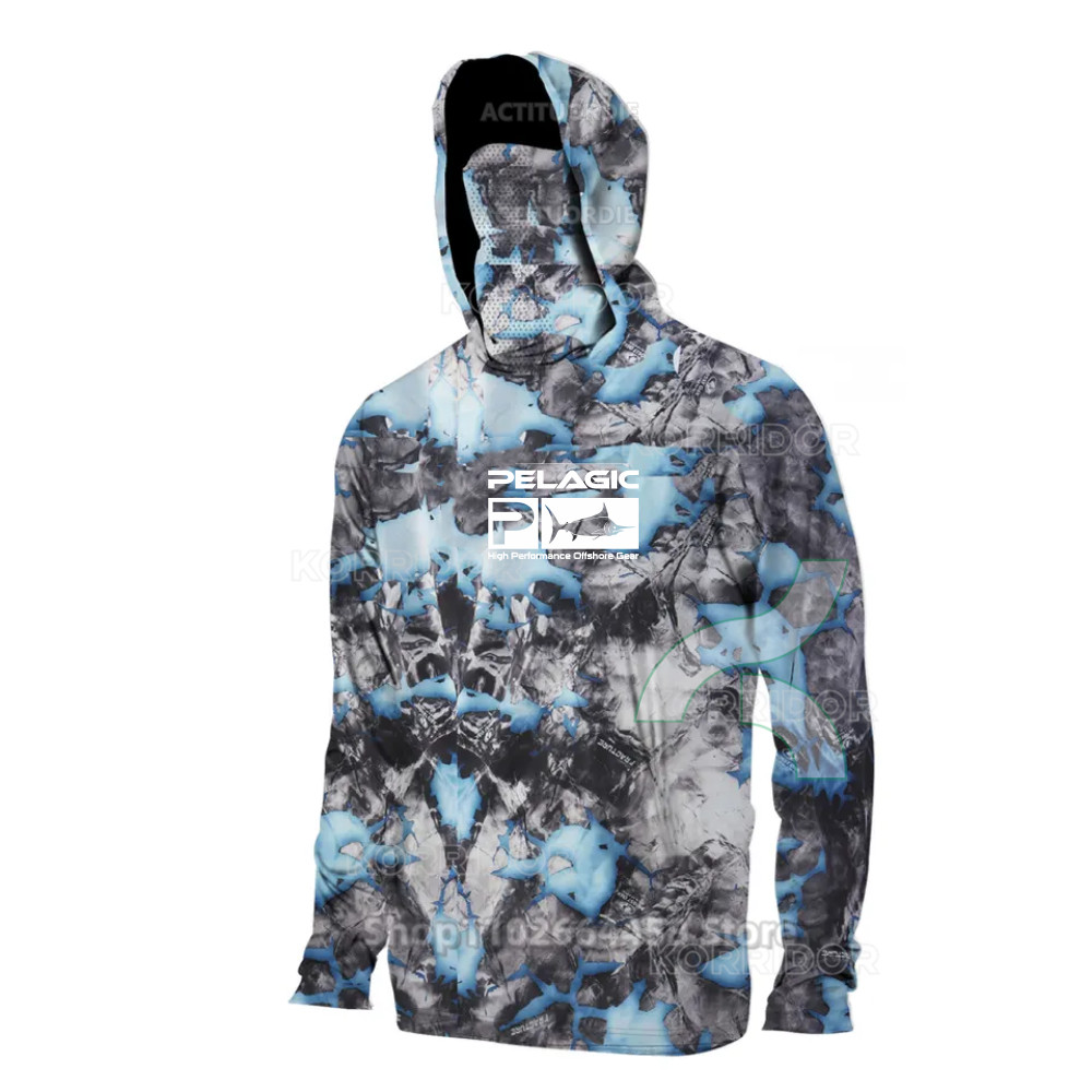 2025 ใหม่ 2024 สไตล์ Pelagic เสื้อแขนยาวฮู้ดตกปลา UPF 50+ ป้องกันรังสียูวี เดินป่า ชายหาด