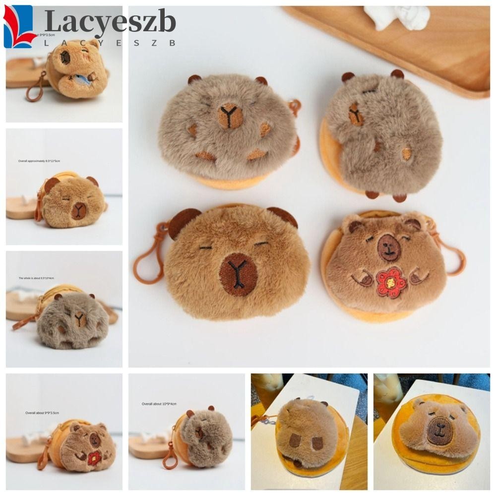 Lacyeszb Capybara กระเป๋าใส่เหรียญตุ๊กตา,แบบพกพาการ์ตูนสัตว์ Capybara กระเป๋า,มินิตุ๊กตากระเป๋าเก็บมินิซิป Kawaii Capybara หูฟังกระเป๋าจี้