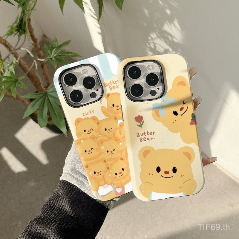 การ์ตูน Stay Butter Bearเคสโทรศัพท์iPhone 7/8plus 15 14 13 12 11 pro 11Promaxเคสโทรศัพท์Scratch-Resistant Anti-dust Hard Case 13 15 12 14 promax xr xsmax WUIF