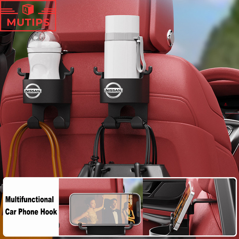 Nissan ตะขอเเขวนในรถยนต์ ที่วางแก้วน้ำ แบบแขวน อเนกประสงค์ สําหรับติดเบาะหลังรถยนต์ ตะขอ Kicks Note Almera Terra Navara nismo xtrail March Teana Leaf Juke Sylphy