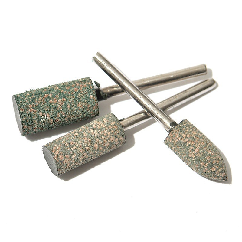 ลูกขัดยางเขียวทรงกระบอก,ทรงบัว ลูกขัดยางทรงกระบอก,ดอกยางขัดเงา,ดอกเจียรเงา แกน 3 มิล