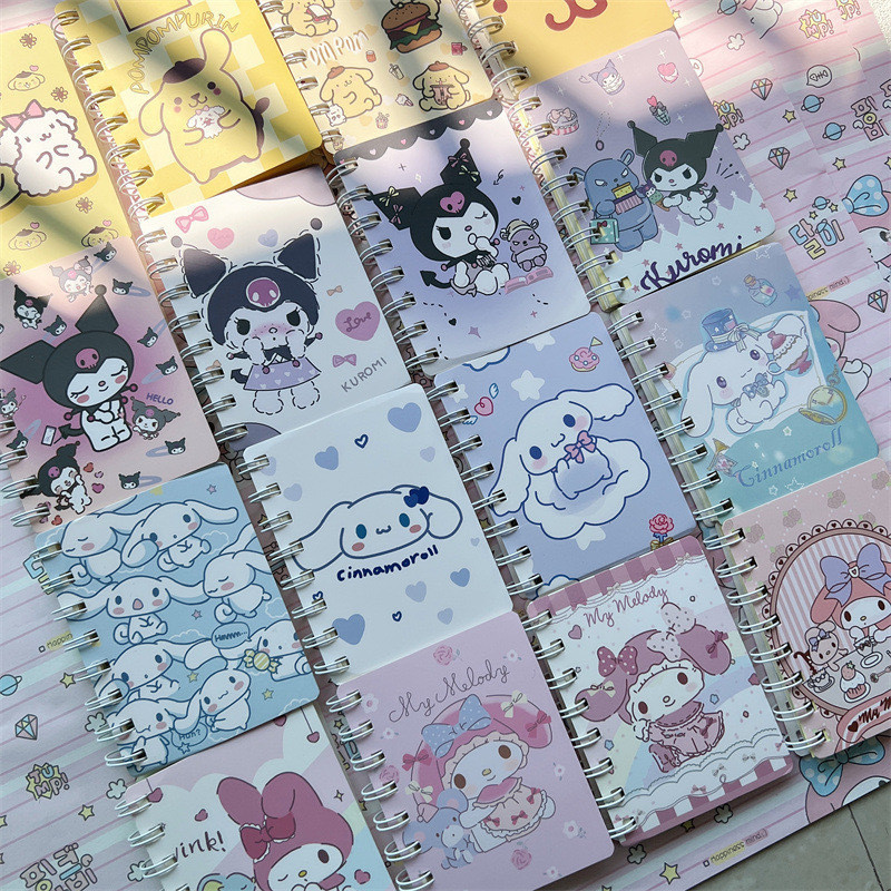 1 PC Kawaii Sanrio โน้ตบุ๊ค Kuromi Melody Cinnamoroll แบบพกพา A7 Coil บัญชีหนังสือกระเป๋า Notepad การ์ตูนนักเรียนเครื่องเขียน