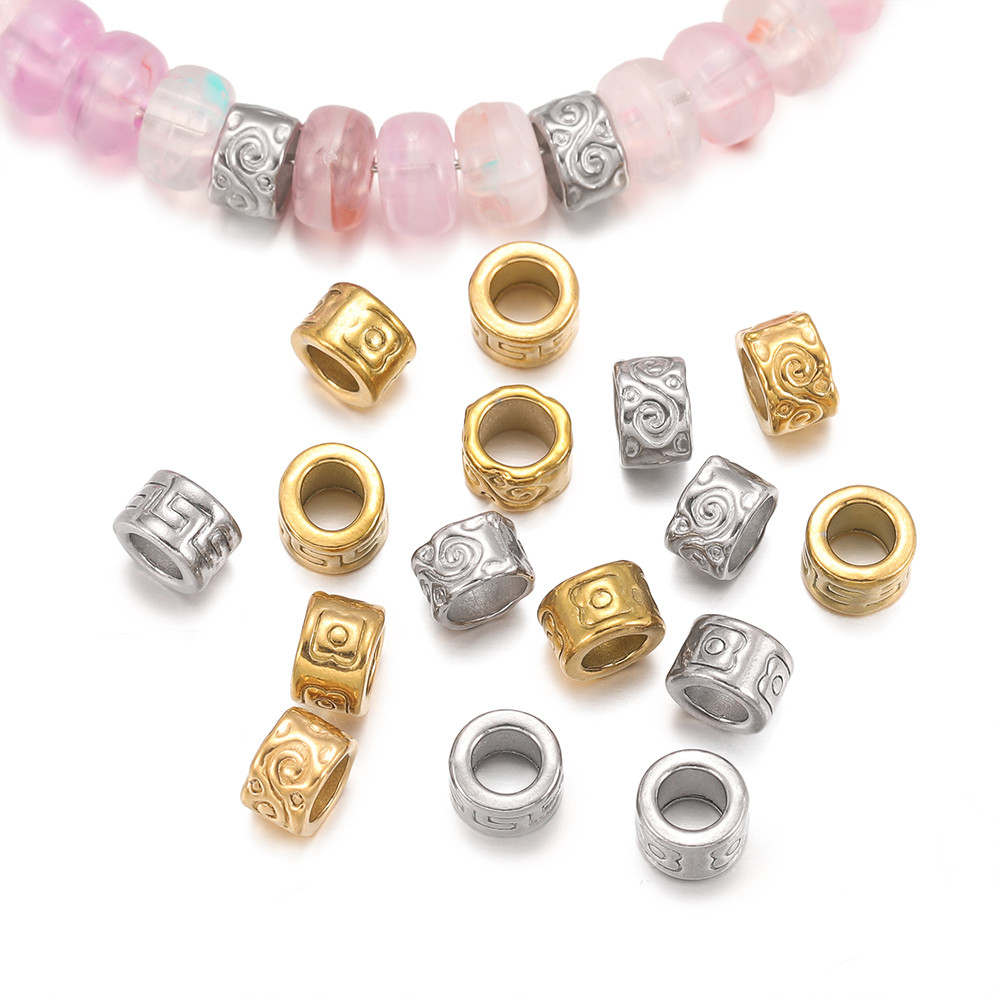 St. kunkka 5 ชิ้นสแตนเลส Spacer ลูกปัด Retro สูญญากาศชุบลูกปัดทรงกระบอกสําหรับ DIY สร้อยข้อมือสร้อยคอทํา