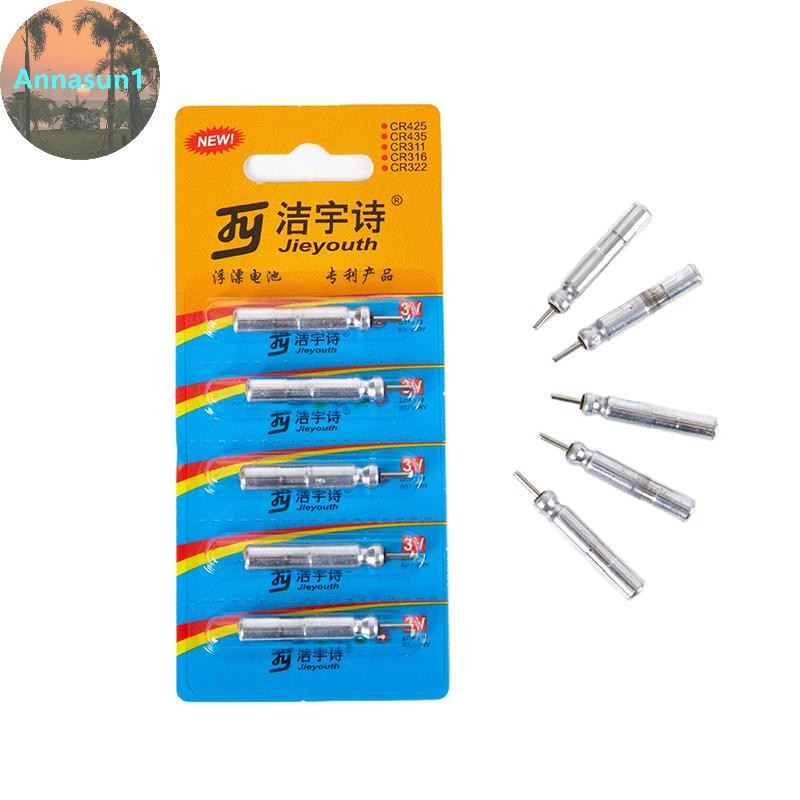 Annasun 5 ชิ้น CR425 ตกปลาไฟฟ้าลอยไฟกลางคืนแบตเตอรี่ลิเธียม Pin Cell TH