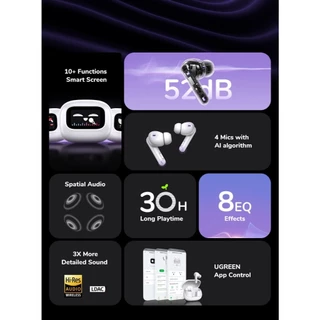 UGREEN HiTune T6 หูฟังไร้สาย หูฟังบลูทูธ ANC ตัดเสียงรบกวน รองรับ Dual Connection สีขาว รุ่น 55137