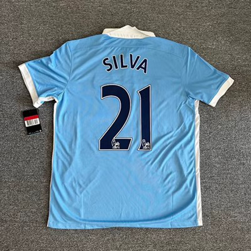 11-12 15-16 Season Manchester City Retro Home Jersey ฟุตบอล Aguero David Silva Yaya Toure เสื้อ