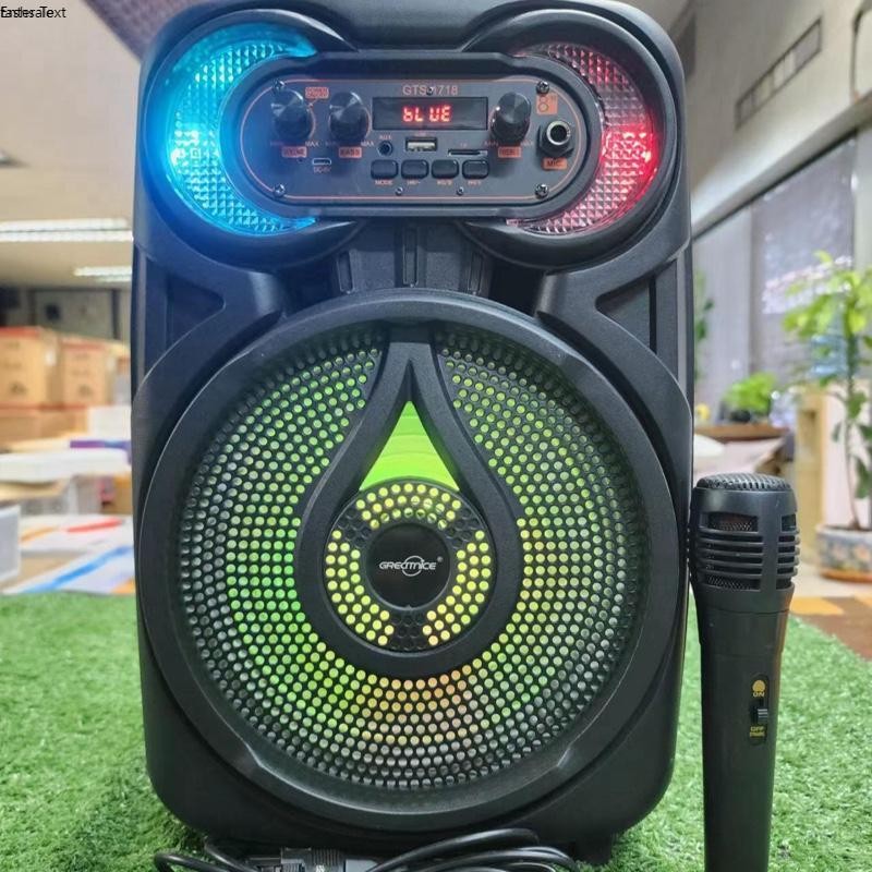 ลำโพงบลูทูธรุ่นGTS-1718 ดอกลำโพง8นิว,แถมฟรีไมค์สายชาร์จ เสียงดีปากแบตกำลํได้