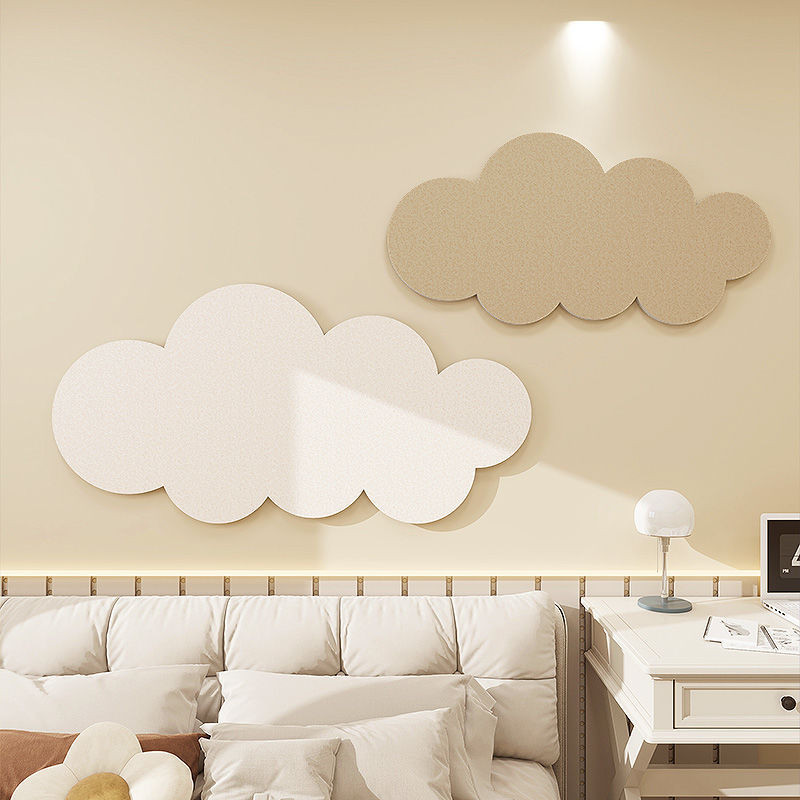 การเจาะฟรี Self-Adhesive Cloud Felt Board Cork Board ข้อความผนัง ins ตกแต่งผนังจอแสดงผลภาพ