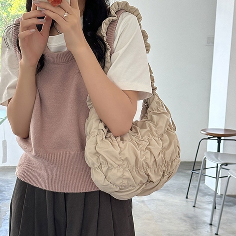 Seng Women Cloud Bag Casual Shoulder Bag Solid Color Crossbody Bag Commuting Bag