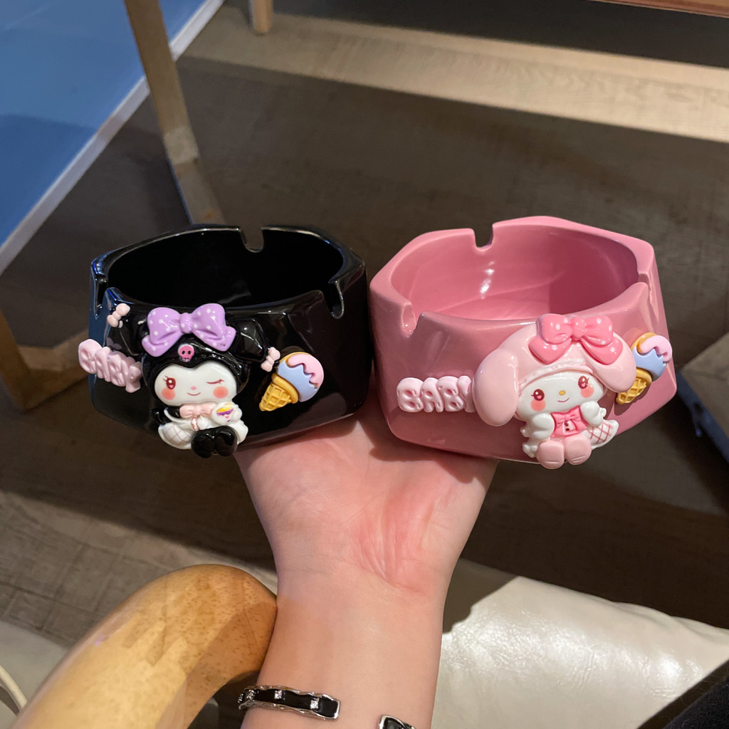 ที่เขี่ยบุหรี่ Kuromi Ashtray ins สไตล์น่ารักสาวหัวใจ High-value เซรามิค Ashtray สํานักงานในครัวเรือนของขวัญ