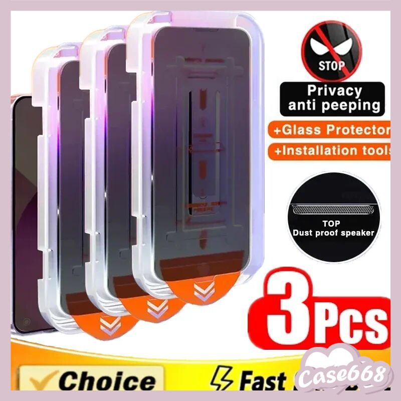 ฟิล์มป้องกันหน้าจอเต็มรูปแบบที่ไม่มีฝุ่นแอบดู IPhone 15 11 16 13 12 14 Pro Max 7Plus XR 16 8 15 14 Plus X XS MAX SE 2020