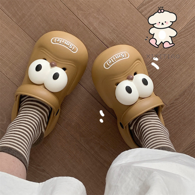 Xixitiao รองเท้าหัวโต น่าสนใจ รองเท้าแตะ ตาโต  รองเท้า  แบบสวม   ผู้ชาย  สตรีเ   น่ารัก  การ์ตูน  สาว   ลําลอง