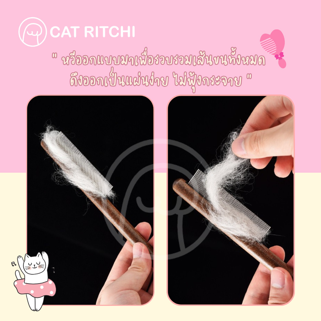 [🚚พร้อมส่ง] หวีแปรงขนสัตว์เลี้ยง ด้ามไม้คุณภาพสูง ขจัดขนพันกัน เก็บขนไม่ฟุ้งกระจาย อ่อนโยนต่อผิวสัตว์เลี้ยง - รูปที่ 3