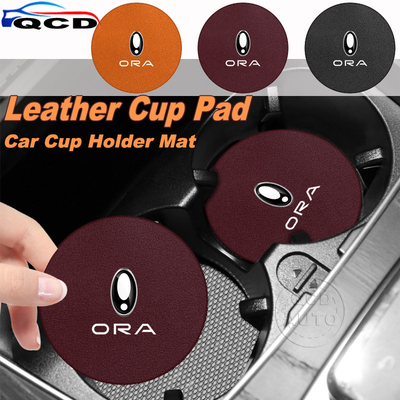 ORA ไฟเบอร์หนังรถที่วางแก้ว Pad Noise-Redction ถ้วยสําหรับ ORA good cat 07 รถอุปกรณ์เสริม