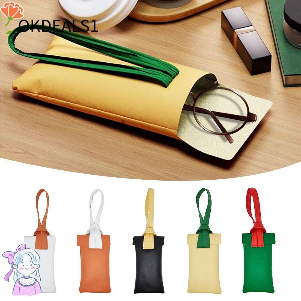 Dealshop กล่องแว่นตา PU, กระเป๋าใส่แว่นตาแบบใช้มือถือป้องกันการสูญหาย, แว่นตาสายตาสั้นแบบพกพาแบบเรียบง่ายผู้ชายผู้หญิง