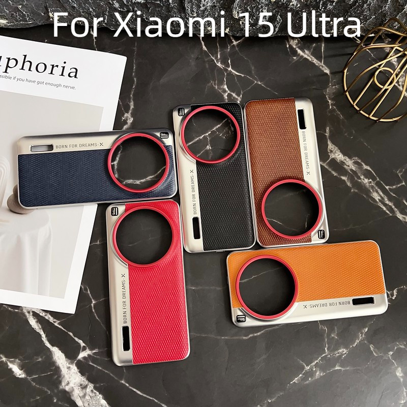 สําหรับ Xiaomi 15 Ultra 15UltraกรณีหรูหราElectroplatedเงินกันชนPCหนังฝาครอบโทรศัพท์สําหรับXiaomi 14 Ultra 13 Ultra 12Ultra