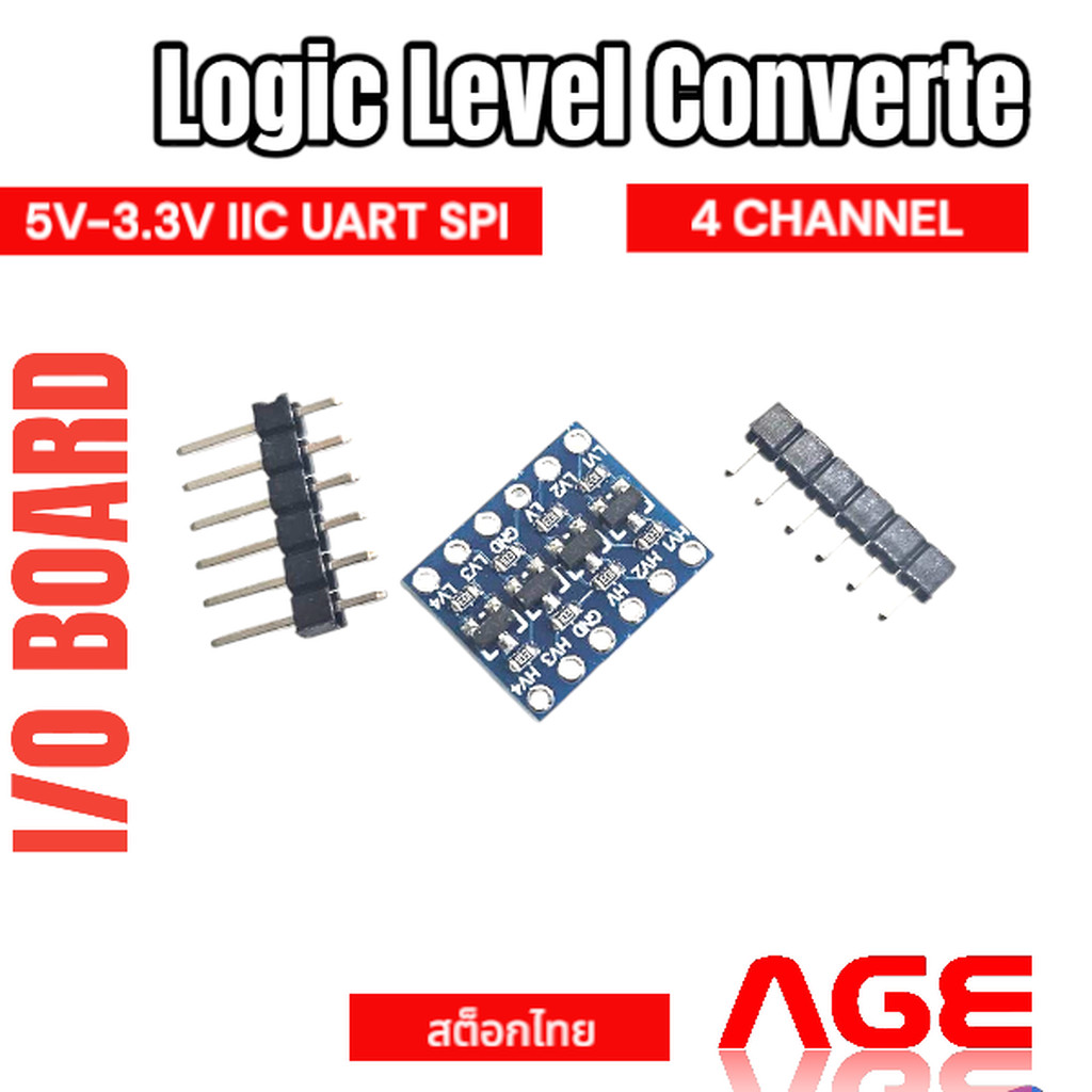 Logic Level Converter MODULE 4 CHANNEL 5V-3.3V IIC UART SPI ยังไม่บัดกรีขา
