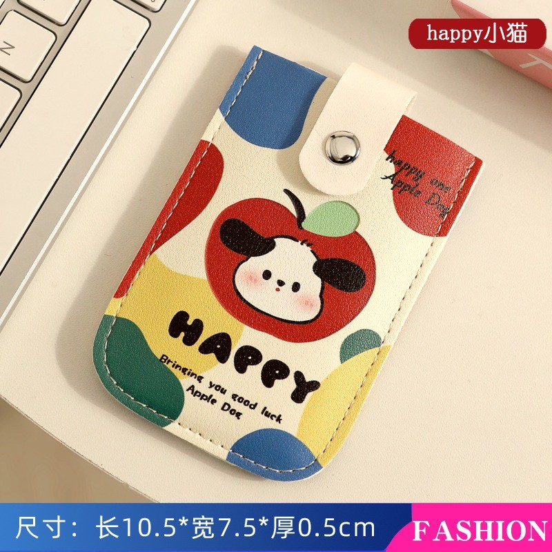 การ์ตูนน่ารักดึงออกแมวดําลูกสุนัขกรณีบัตรที่มีหัวเข็มขัดความจุขนาดใหญ่ รหัส ผู้ถือบัตรหลายตําแหน่งบัตรแขนถุงเก็บ - รูปที่ 5