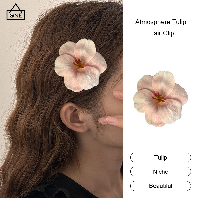 COD❤️กิ๊บติดผมลายดอกไม้ดอกทิวลิปหลากสีสไตล์เกาหลีหวานหน้าม้าเครื่องประดับผมสำหรับผู้หญิง-a.one