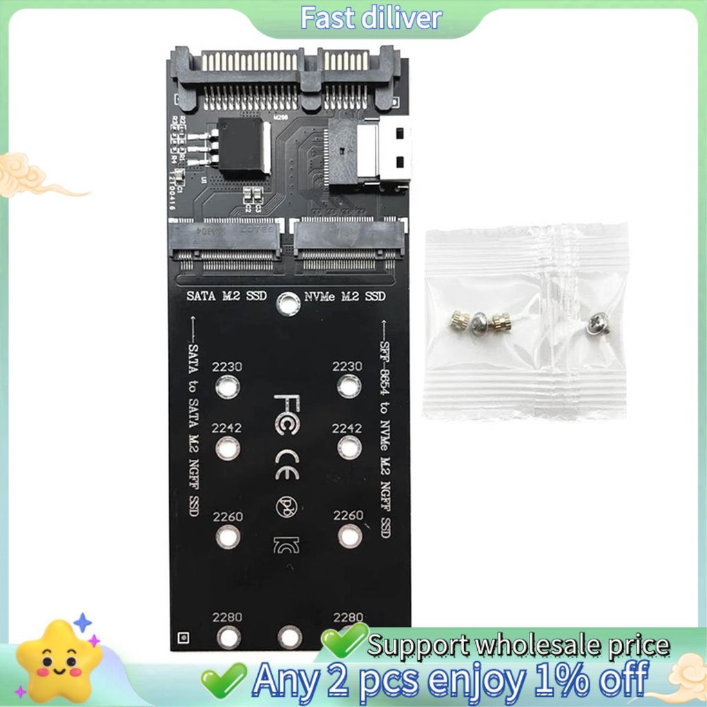 M2 SSD อะแดปเตอร์ M.2 SATA Ngff SSD เป็น SATA + M2 NVME SSD เป็น SFF-8654 Converter SATA เป็น M2 การ