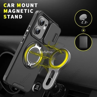 เกราะกันกระแทกเคสโทรศัพท์สําหรับOppo Reno 14F 13F 13 Pro Reno13F Reno13Pro Reno14F 15F S 4G 5G Pushดึงสไลด์กล้องเลนส์ป้องกันHardปลอกปกหลังพร้อมผู้ถือแหวนโลหะ