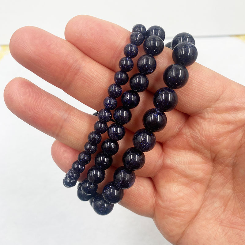 สร้อยข้อมือหินธรรมชาติสร้อยข้อมือหินทรายสีฟ้าสําหรับผู้หญิง6มิลลิเมตร8มิลลิเมตร10มิลลิเมตรลูกปัดคริสตัลสร้อยข้อม
