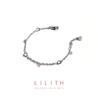 Lilith - tiny heart crystal beads bracelet สร้อยข้อมือ สแตนเลส มินิมอล หัวใจ สีทอง สีเงิน
