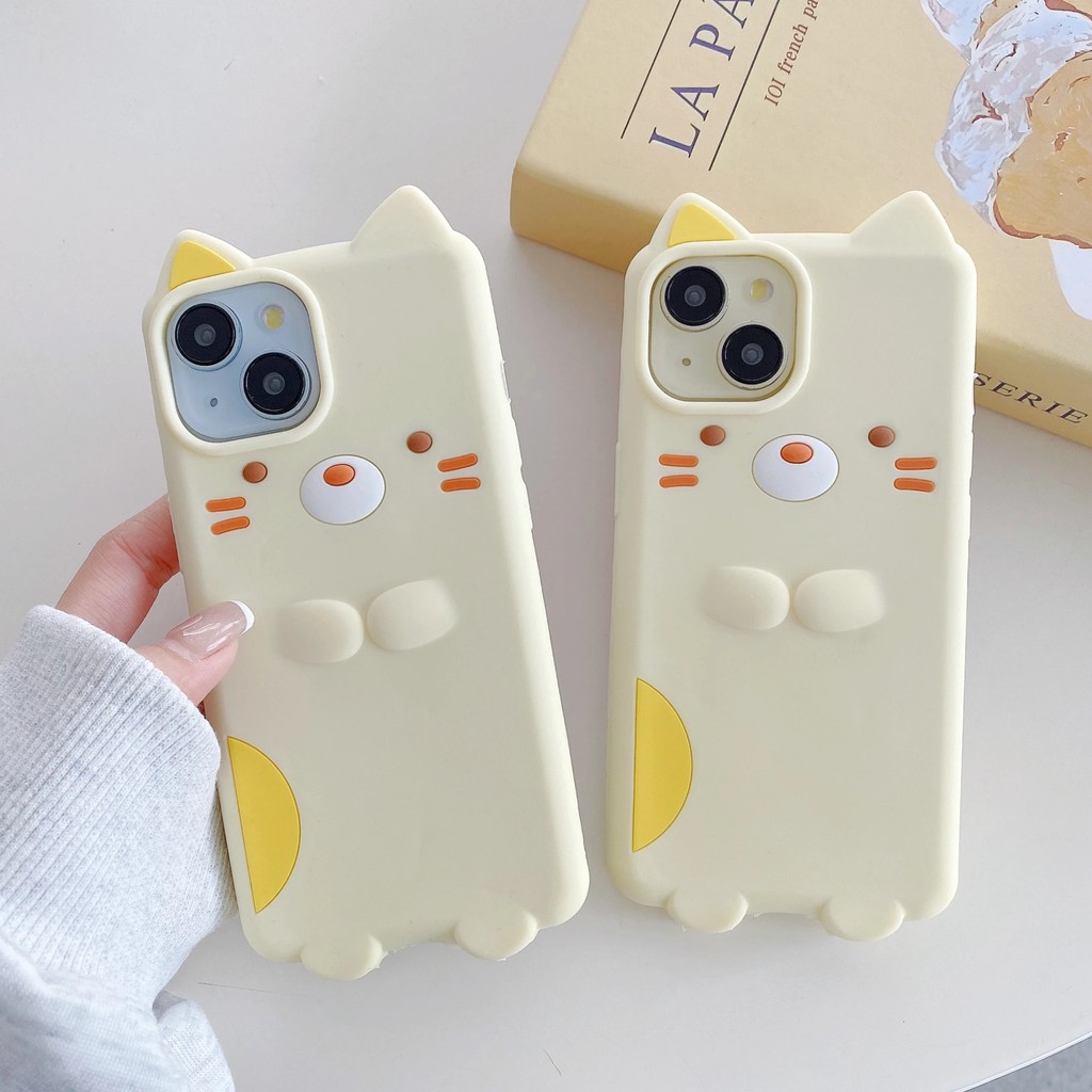 Kawaii การ์ตูน Sumikko Gurashi แมวสําหรับ iPhone 17 16 15 14 13 12 11 Pro Max ฝาครอบซิลิโคนอ่อนนุ่ม