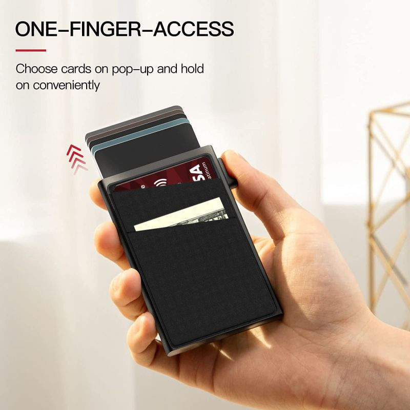 Taidu กระเป๋าใส่บัตรผู้ชายกระเป๋าสตางค์ป้องกัน RFID บางเฉียบเรียบง่าย
