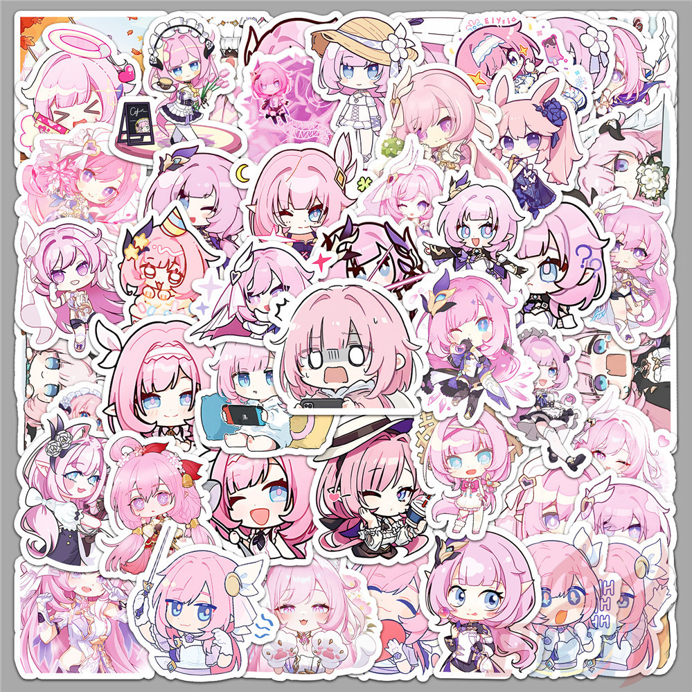 H.onkai I.mpact 3 . สติ๊กเกอร์ขนาดเล็ก Elysia 50 ชิ้น/เซ็ต DIY แฟชั่นสติ๊กเกอร์ Doodle กันน้ํา