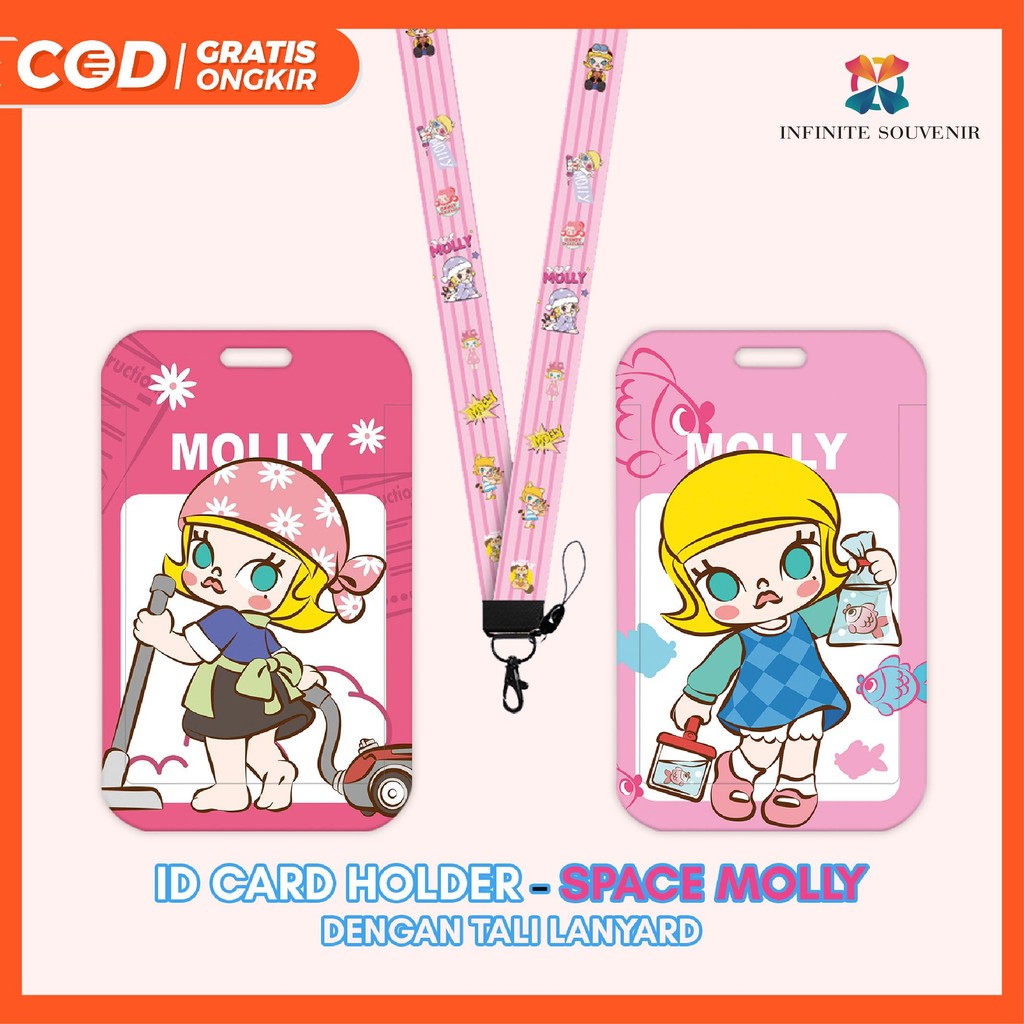 [N004] SPACE MOLLY / Name Tag Card Holder POP M*RT Motif with Lanyard