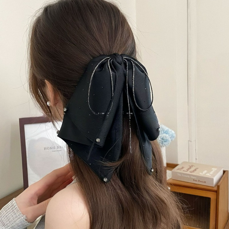 Zircon Chain Bow Hairpin แฟชั่นเกาหลี Elegant หางม้าคลิปกิ๊บติดผมเครื่องประดับผมสําหรับผู้หญิงs