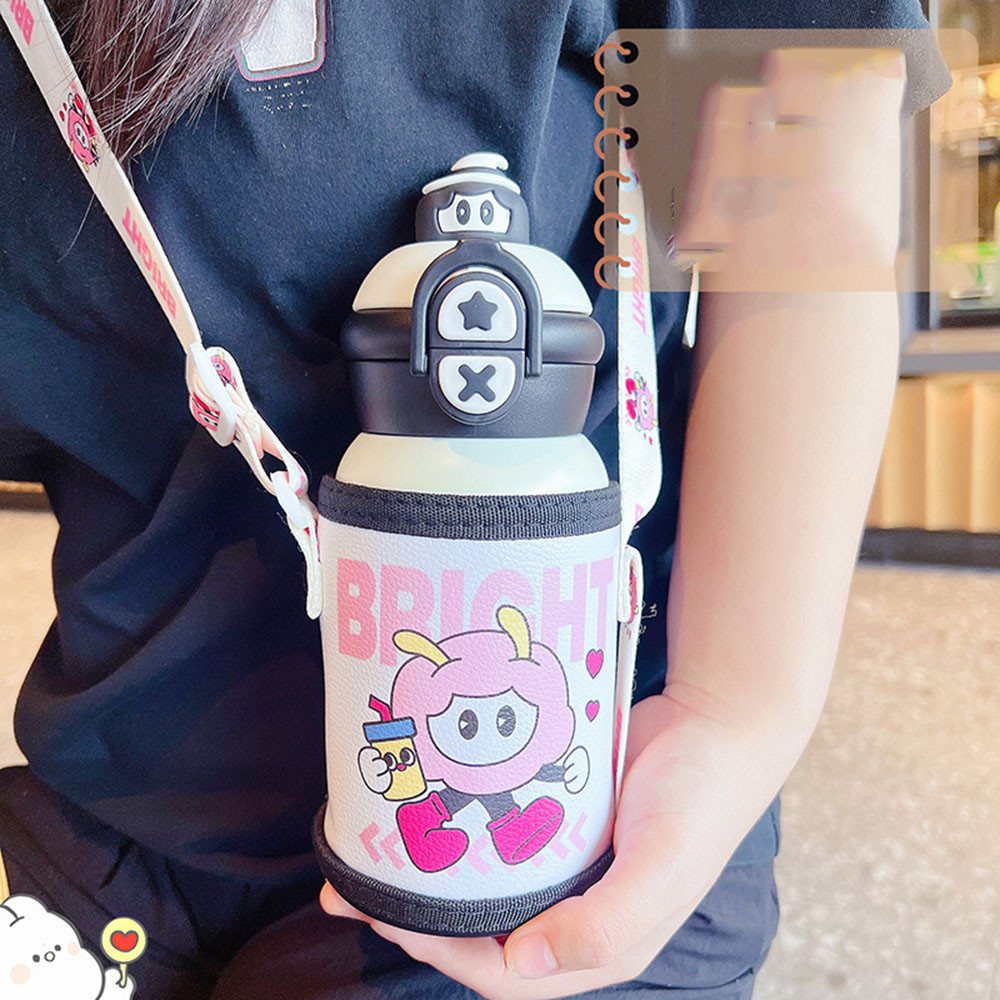 New! กระติกเก็บความเย็น2in1 หลอดดูดและชุดฝาเทและแก้วสำหรับเด็ก กระติกน้ำเด็ก นักเรียน ความจุ500ml - รูปที่ 2
