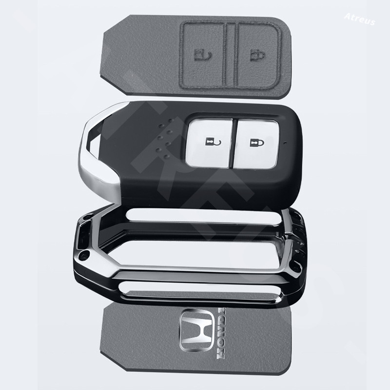 เคสกุญแจเหมาะสำหรับ Honda สีเทา พวงกุญแจ เคสป้องกันรอยกุญแจ หนังโลหะผสมสังกะสีฝาครอบ Full Wrap ฝาครอบกุญแจ สำหรับ Honda civic 11th gen fd fc eg fk HRV Jazz City Mugen Fit Vezel Accord BRV WRV Stream - รูปที่ 2