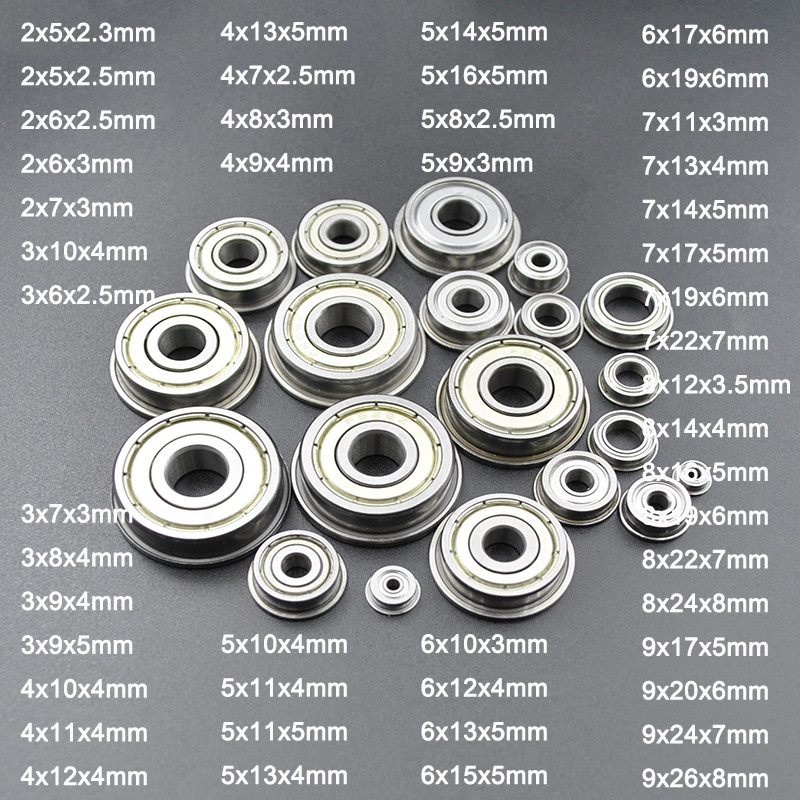 10 pcs แบริ่งหน้าแปลน Bore 2mm 3mm 4mm 5mm 6mm 7mm 8mm 9mm F625 F605 F608 MF105 MF115 F695 ZZ Mini B