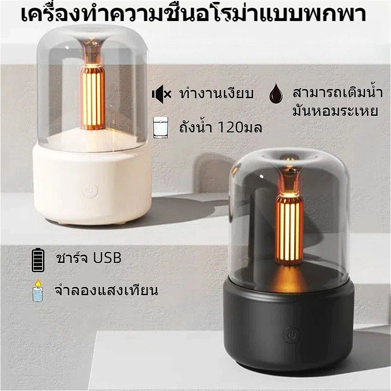 Xiaomi Youpin เครื่องทำความชื้นอโรม่าแบบพกพา Portable Aroma Diffuser Air Humidifier LED Light 120ML ชาร์จ USB