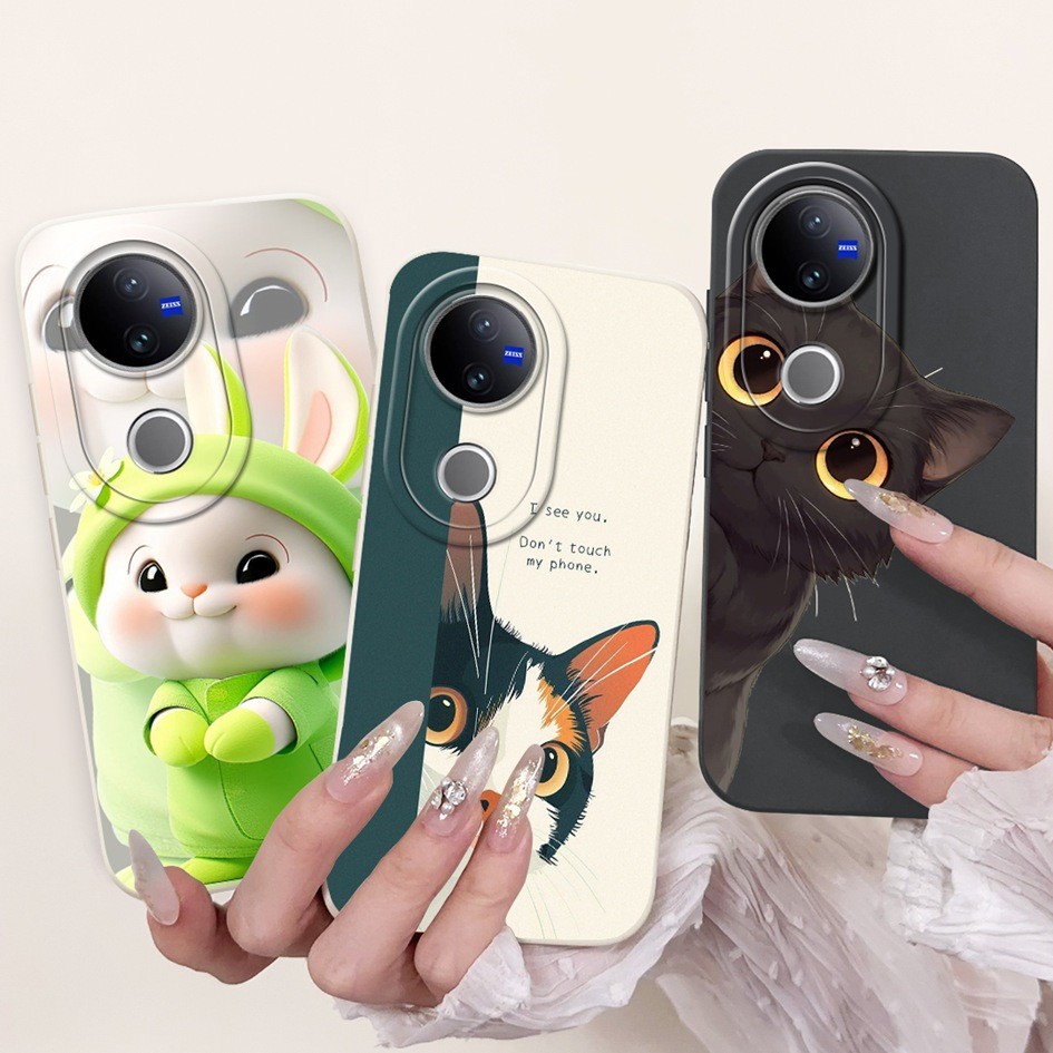 นุ่มสําหรับ Vivo V50 5G 2025 ฝาครอบ V2427 กระต่ายน่ารักสุนัขแมวสัตว์เลนส์เปลือกป้องกันสําหรับ VivoV50 V 50 5G กันชน