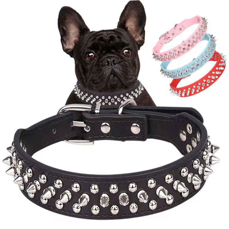 ปรับหนังสัตว์เลี้ยงสุนัขคอสายคล้องคออุปกรณ์หนัง PU Punk Rivet Spiked ปลอกคอสุนัขสัตว์เลี้ยงสําหรับสุนัขขนาดเล็ก Cat 13 ขาย