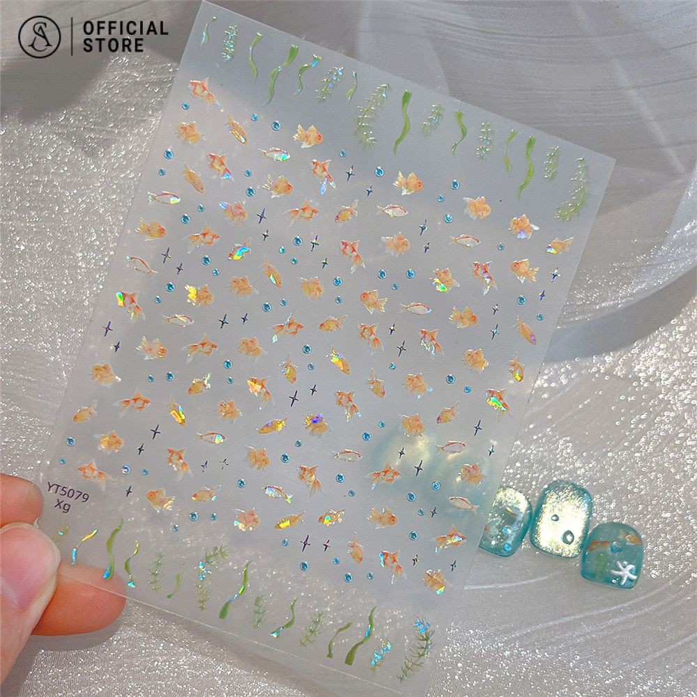 เปลือกแสงสี่แฉกดาวขนาดเล็กปลาทองเล็บสติกเกอร์น่ารักการ์ตูนแฟลชตกแต่งสติกเกอร์