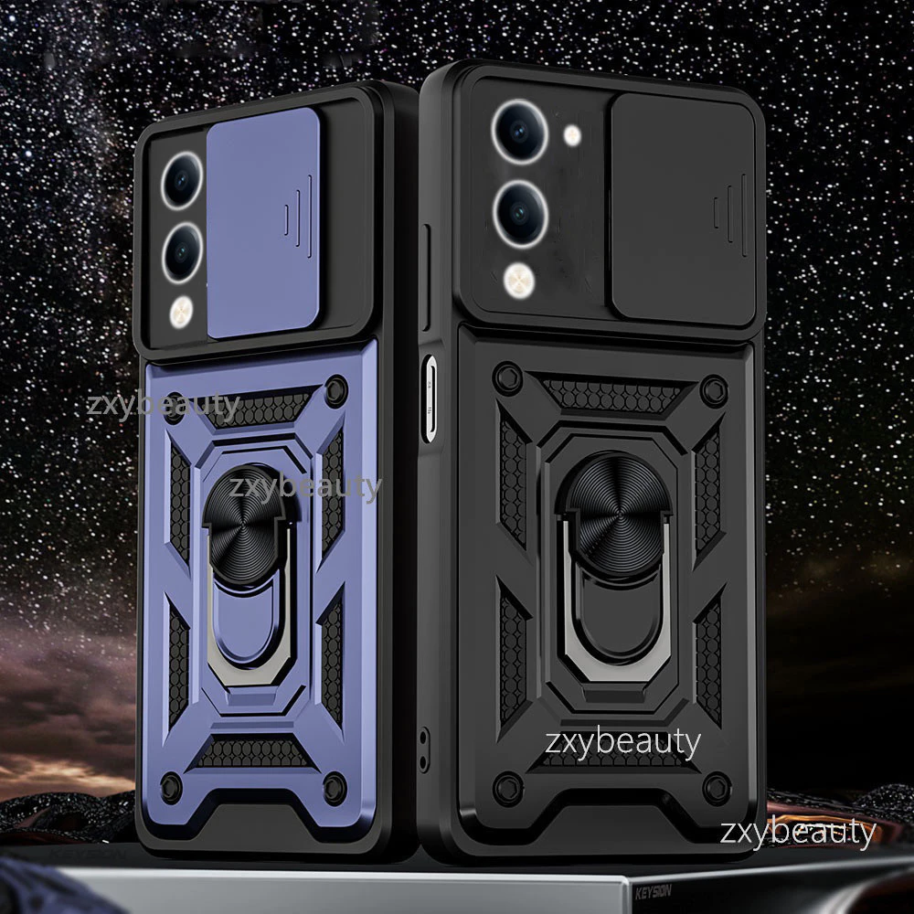 สําหรับ Vivo Y04 Y04S Y29S 5G 4G 2025 เคสโทรศัพท์เกราะกันกระแทกแหวนแม่เหล็กผู้ถือปลอกสําหรับ VivoY04 VivoY29S VivoY04S Push ดึงกล้องป้องกันปกหลัง