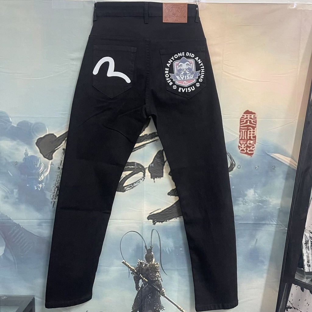 กางเกงยีนส์ยืดปักลาย EVISU ผู้ชาย